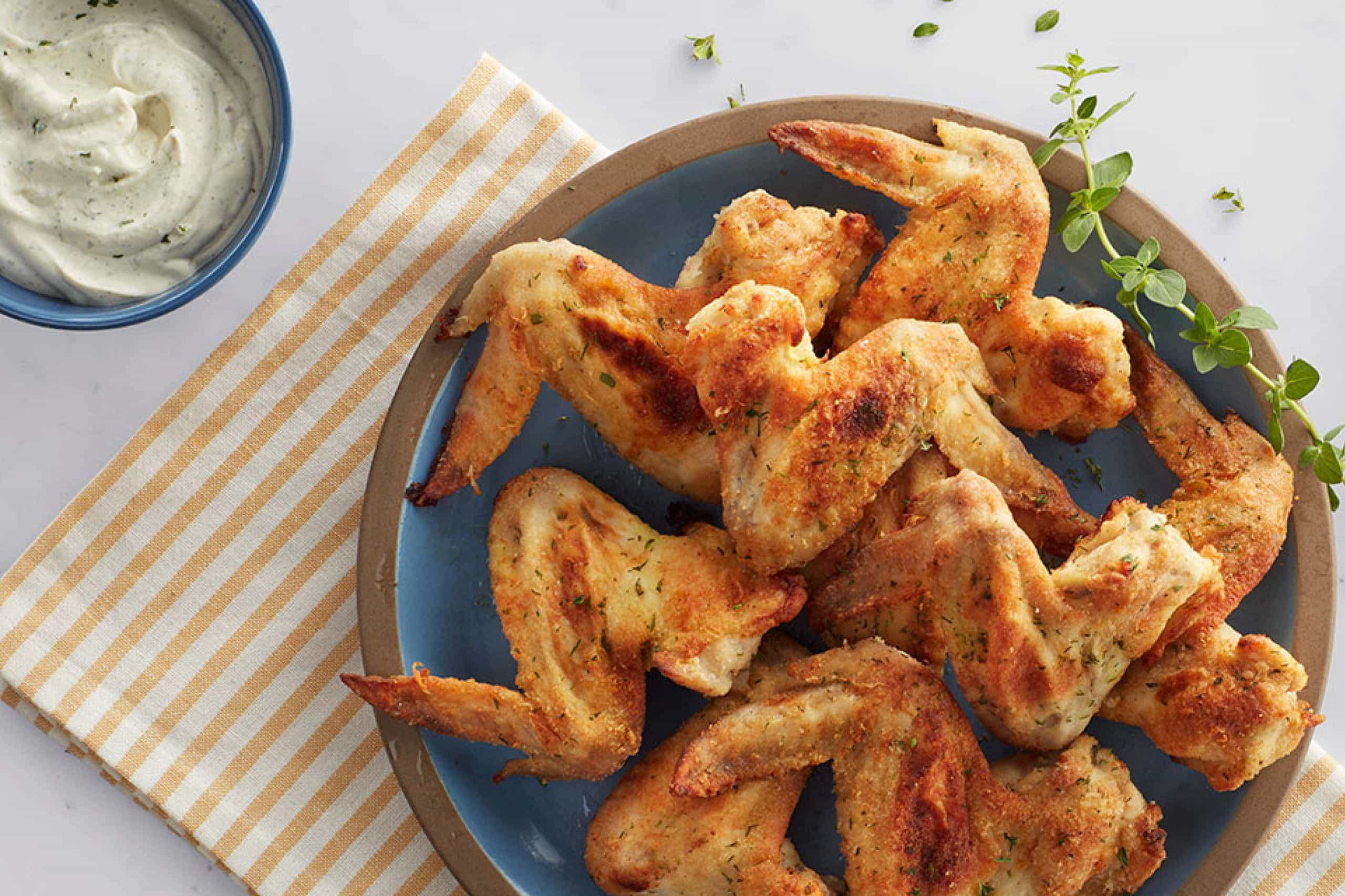 Baked Crispy Chicken Wings with Buttermilk Ranch