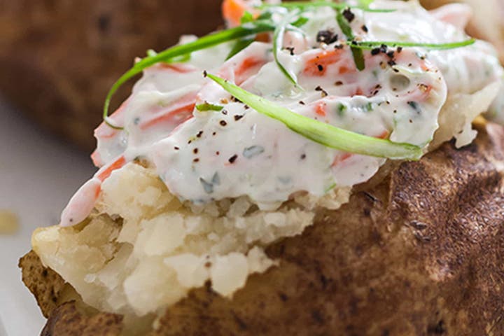 Baked Potatoes with a Ranch Carrot Potato Topping