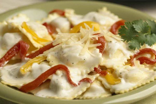 Creamy Ravioli with Roasted Peppers