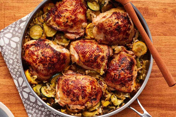 Crisp-Roasted Ranch Chicken with Leeks and Zucchini