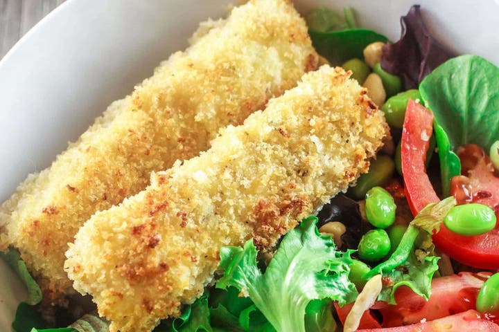 Easy Homemade Fish Sticks with Spring Salad