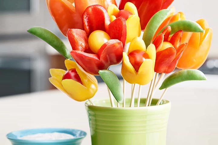 Flower Power Bell Peppers and Ranch Dip