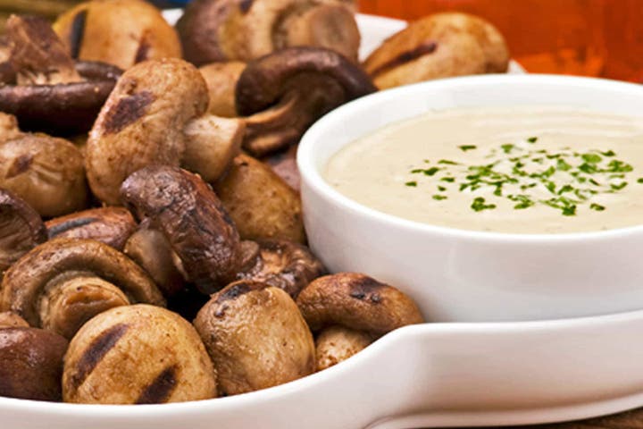 Grilled Mushrooms with Mustard Ranch Sauce