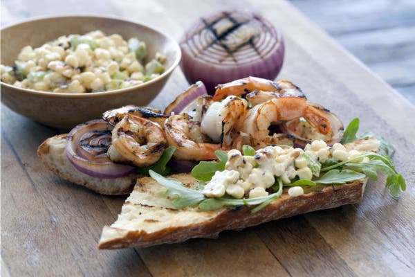Grilled Shrimp Po Boy Sandwiches with Corn Relish