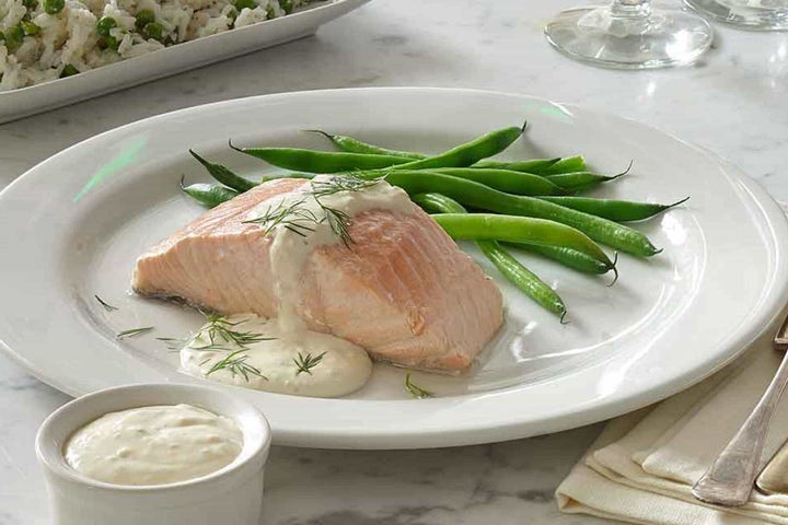 Poached Salmon with Cucumber Sauce