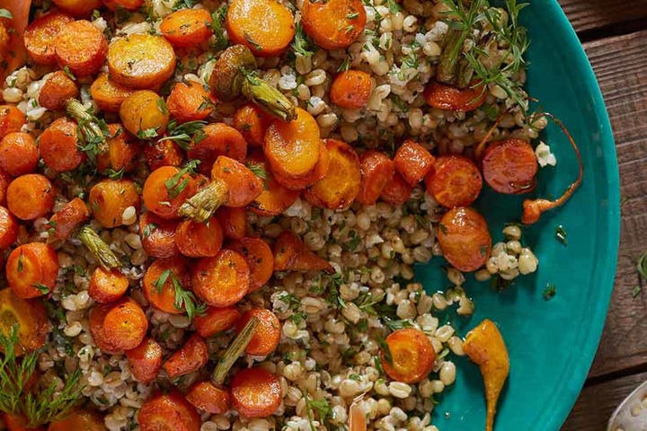 Roasted Baby Carrots with Honey and Wheat Berries