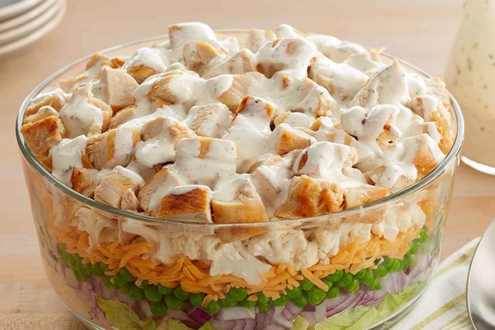 Seven Layer Chicken Salad with Ranch Dressing