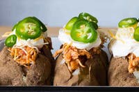 Spicy Ranch Pulled Chicken Loaded Baked Potatoes Recipe